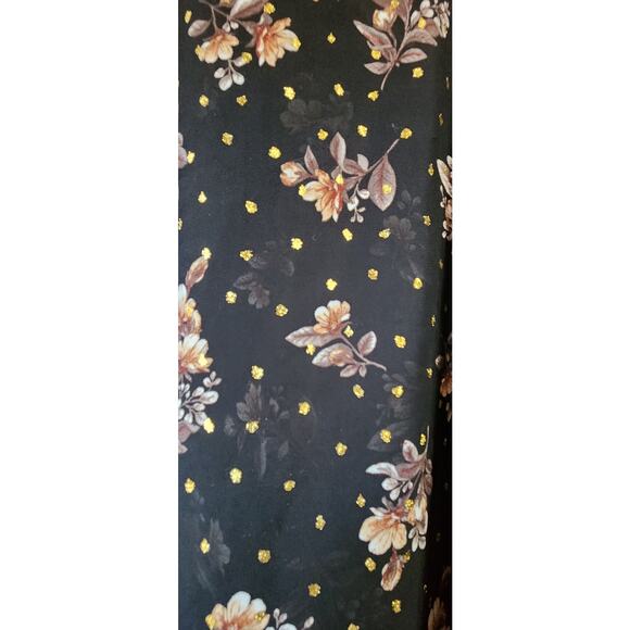 Maurices Women’s Floral Blouse Size 2 Black Gold Polka Dot Long Sleeve Top - Picture 3 of 10